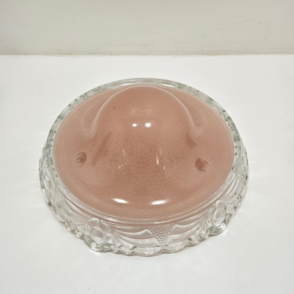 Art Deco Pink Glass Ceiling Light Fixture Cover Three‎ Hole Vintage Mid Century
